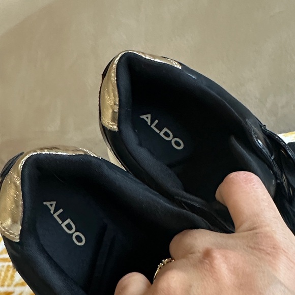 Aldo Khloe Black and Gold Women's Sneakers - Picture 5 of 5